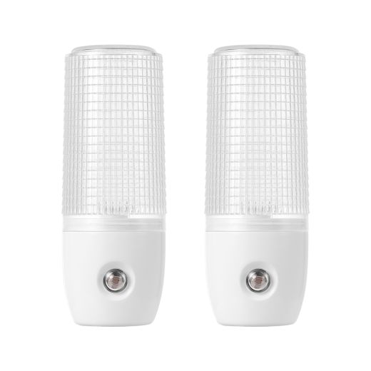 Veilleuse LED cylindrique à brancher, 5000K - 2/pqt
