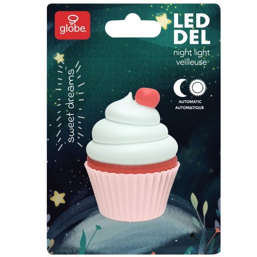 LED Plug-In Automatic Cupcake Night Light, 3000K