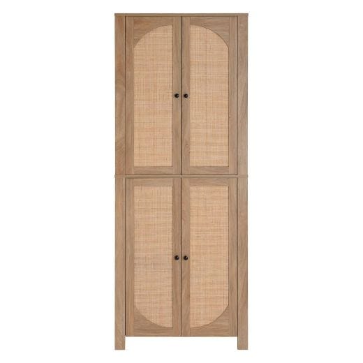 Display Cabinet With Arched Rattan Doors