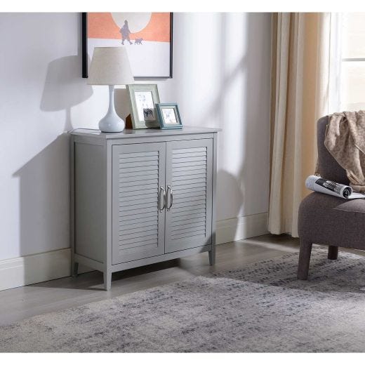 Cabinet With Louvered Doors Grey