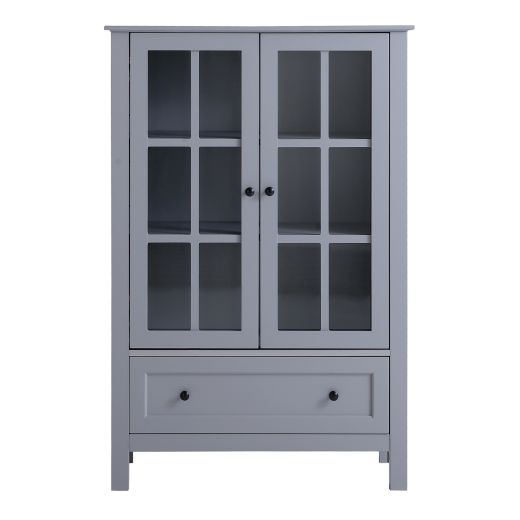 Display Cabinet With Glass Doors- Grey