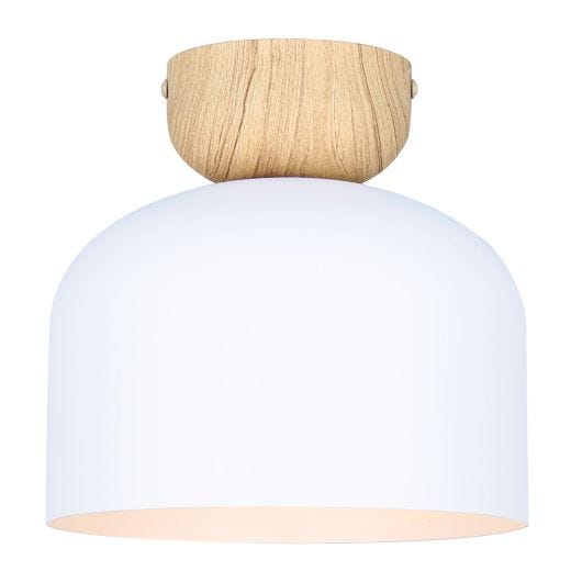 CALEB Matte White + Faux Wood Ceiling Light