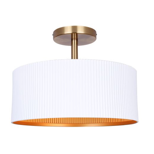 Plafonnier semi-encastré REXTON - Blanc mat/Or