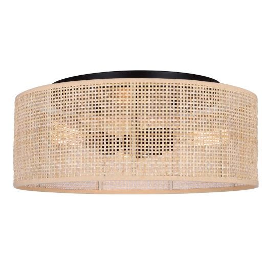 BELLAMY Natural Rattan/Matte Black Flushmount Light
