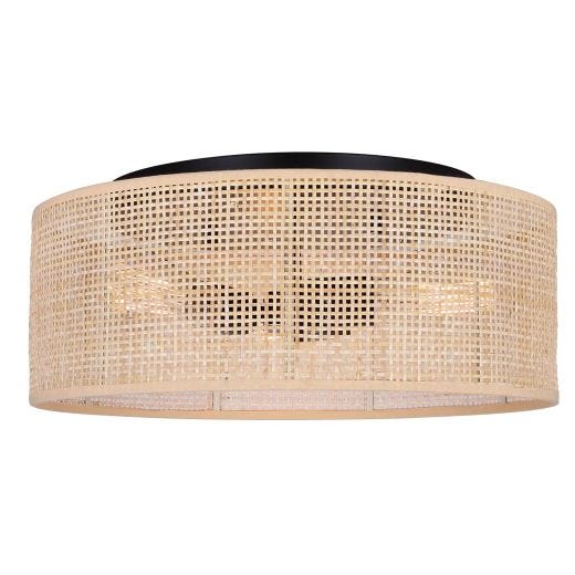 BELLAMY Natural Rattan/Matte Black Flushmount Light