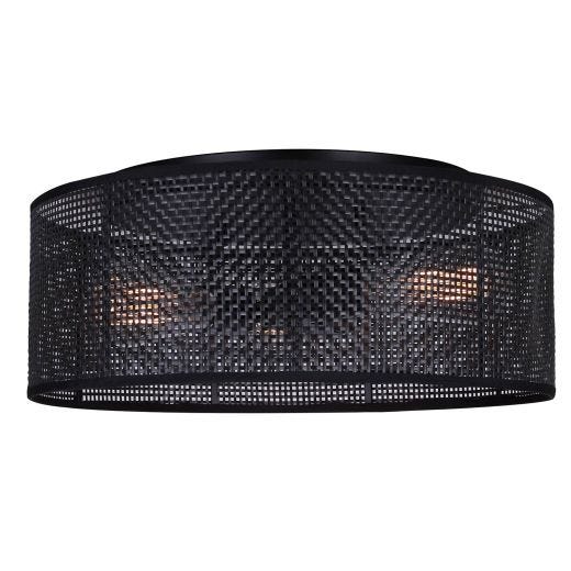 BELLAMY Matte Black Rattan Flushmount Light