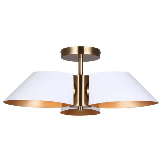 DAXTON Matte White + Gold Semi Flushmount Light