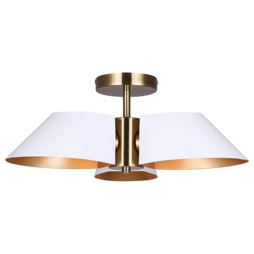 DAXTON Matte White + Gold Semi Flushmount Light