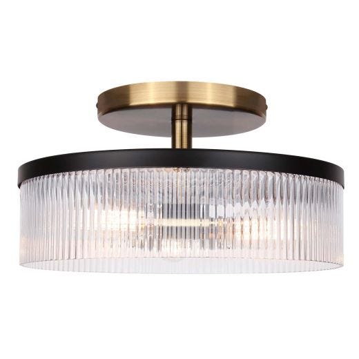 JENNER Matte Black + Gold Semi Flushmount Light