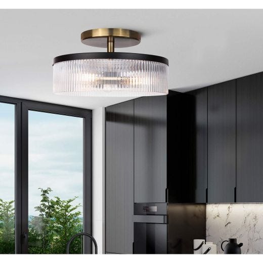 JENNER Matte Black + Gold Semi Flushmount Light