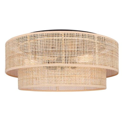 BELLAMY Natural Rattan/Matte Black Flushmount Light