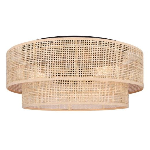 BELLAMY Natural Rattan/Matte Black Flushmount Light