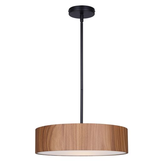 DEXTER Matte Black + Faux Wood Ceiling Light