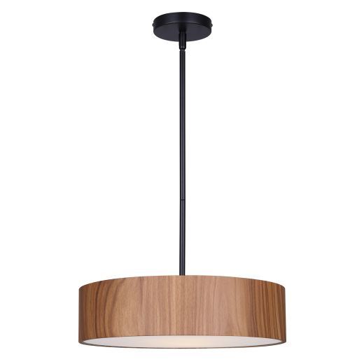 DEXTER Matte Black + Faux Wood Ceiling Light