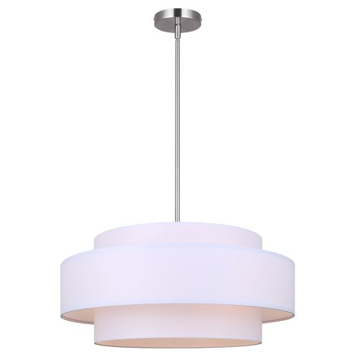 LANDRA White Fabric/Brushed Nickel Chandelier