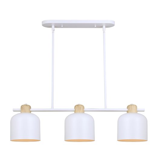 Caleb Matte White + Faux Wood Pendant