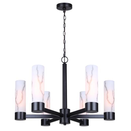 KRISTELLA Marble Glass/Matte Black Chandelier