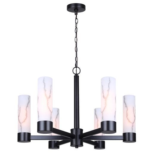 KRISTELLA Marble Glass/Matte Black Chandelier