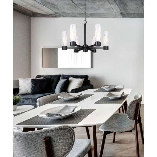 KRISTELLA Marble Glass/Matte Black Chandelier