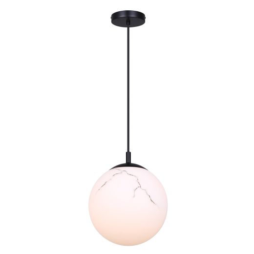 HALSEY Marble Glass/Matte Black Pendant Light