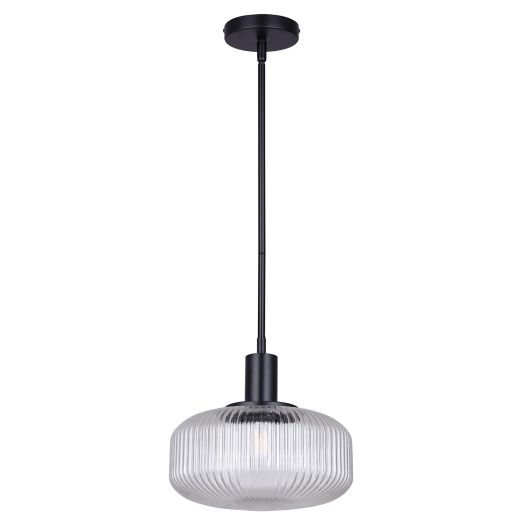 LEDGER Clear Glass, Matte Black Pendant Light