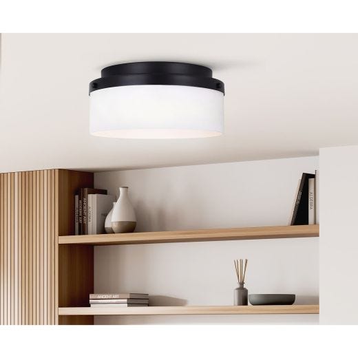 MALLOY Matte Black/Flat Opal Flushmount Light