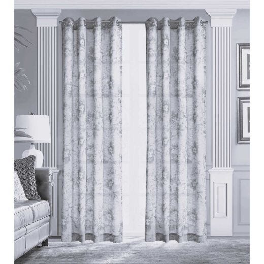Kyoto Floral Grommet Panel 52x84 White