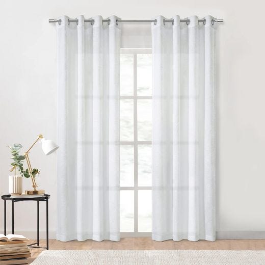 Diamante Embroidered Grommet Panel 52x84 White