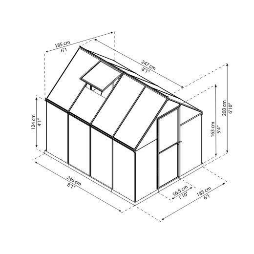 Serre cadre argenté Mythos - 6’ x 8’
