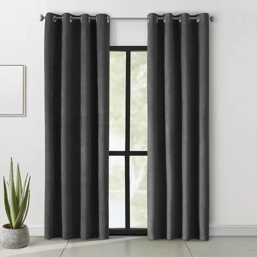 Navar Faux Suede Blackout Grommet Curtain Panel 52x84