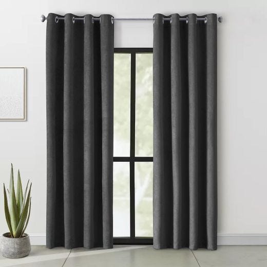 Navar Faux Suede Blackout Grommet Curtain Panel 52x84