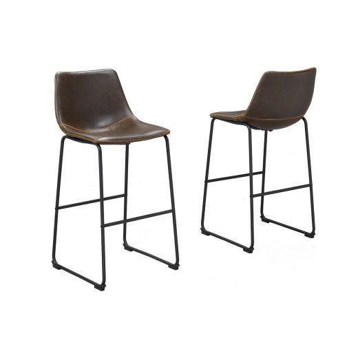 Vintage Bar Height Barstool Brown With Back- 2/Pack