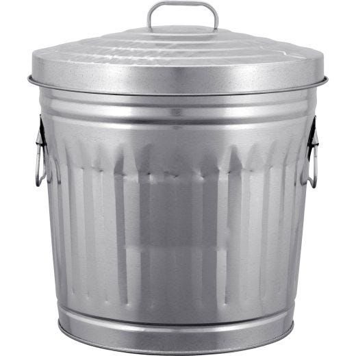 37L Galvanized Steel Trash Can With Lid