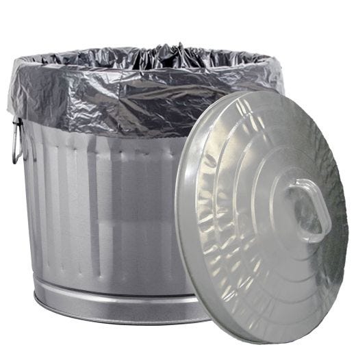 37L Galvanized Steel Trash Can With Lid