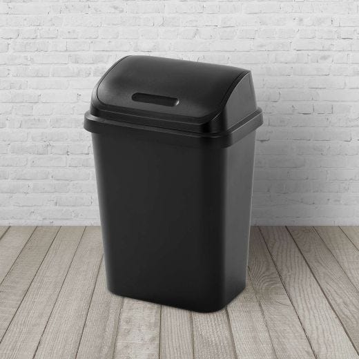 Poubelle à Couvercle Basculant 30L Noir