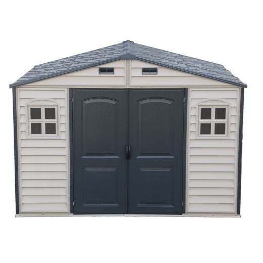 Duramax Woodside Plus Grey Vinyl Shed- 10.5' x 8'