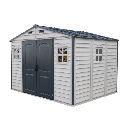 Duramax Woodside Plus Grey Vinyl Shed- 10.5' x 8'