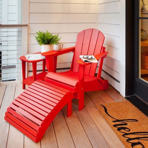 Recycled HDPE Adirondack Footstool - Red