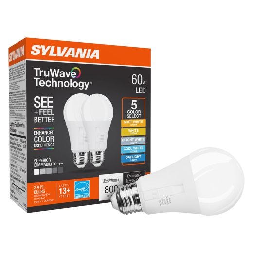 TruWave 60W A19 Selectable Color Dimmable LED Bulb