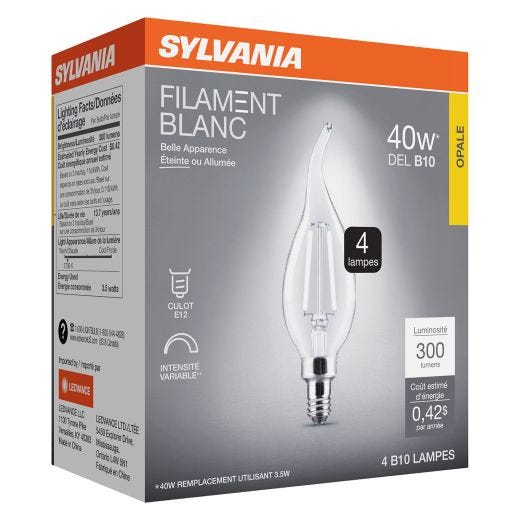 B10 Clear Dimmable White Filament LED Bulb Soft White