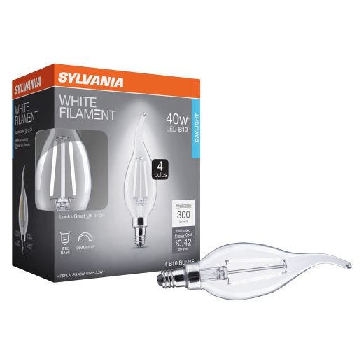 B10 Clear Dimmable White Filament LED Bulb Daylight