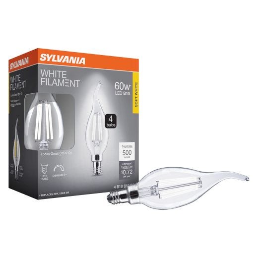 B10 Clear Dimmable White Filament LED Bulb Soft White