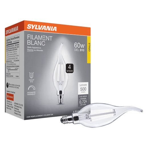B10 Clear Dimmable White Filament LED Bulb Soft White