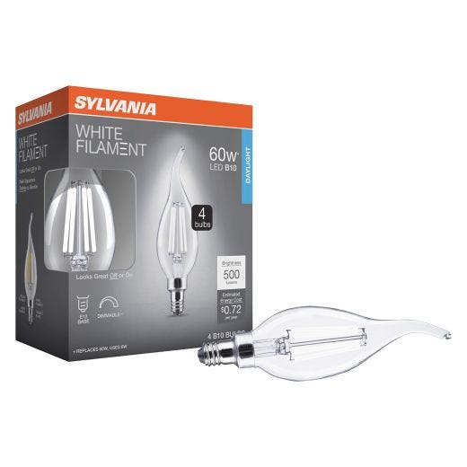 B10 Clear Dimmable White Filament LED Bulb Daylight