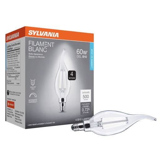 B10 Clear Dimmable White Filament LED Bulb Daylight