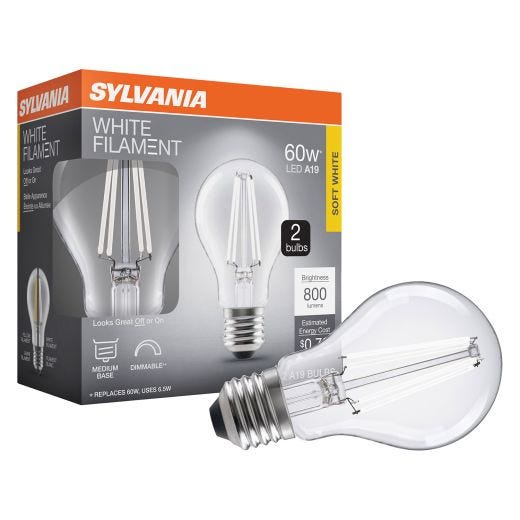 A19 Clear Dimmable White Filament LED Bulb Soft White