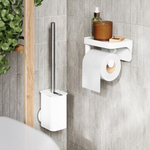 Brosse de toilette adhésive Flex blanche
