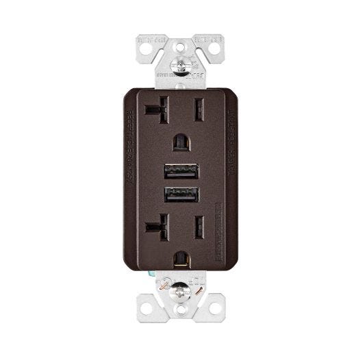 Combination USB Charger With Duplex Receptacle- Oil Rubbed