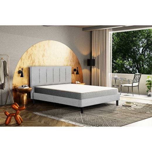 Ann Upholstered Bed Queen in Linen Stone