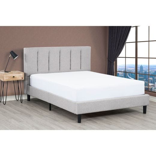 Ann Upholstered Bed Queen in Linen Stone